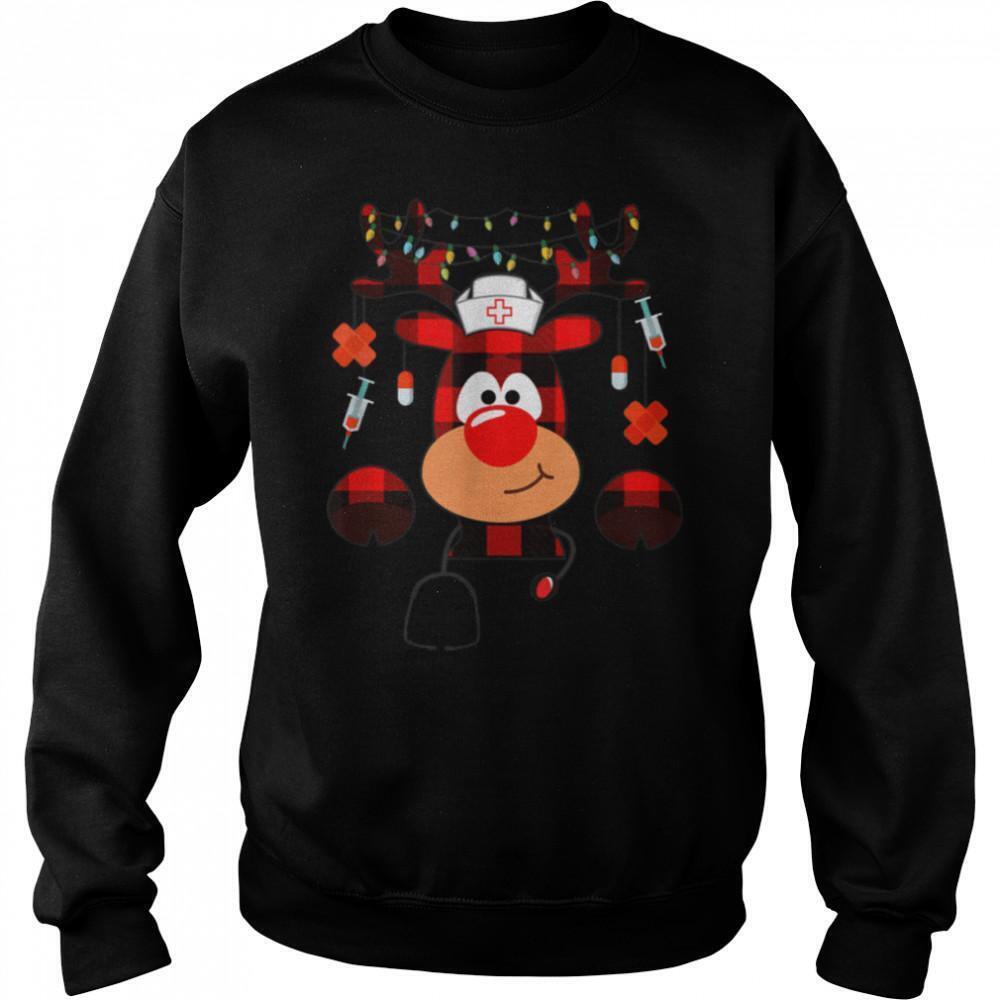 Plaid Reindeer Nurse Christmas Xmas Holiday Sweatshirt B0B7Dzfrg5